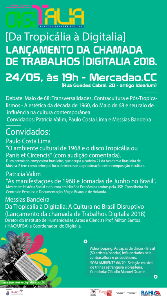 Digitalia 2018: lançamento da chamada de trabalhos nesta quinta, 24.05